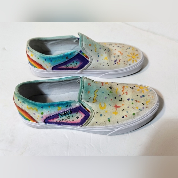 Vans 721356 Glow In The Dark, Custom Painted, Woman Size 8. - Picture 7 of 12